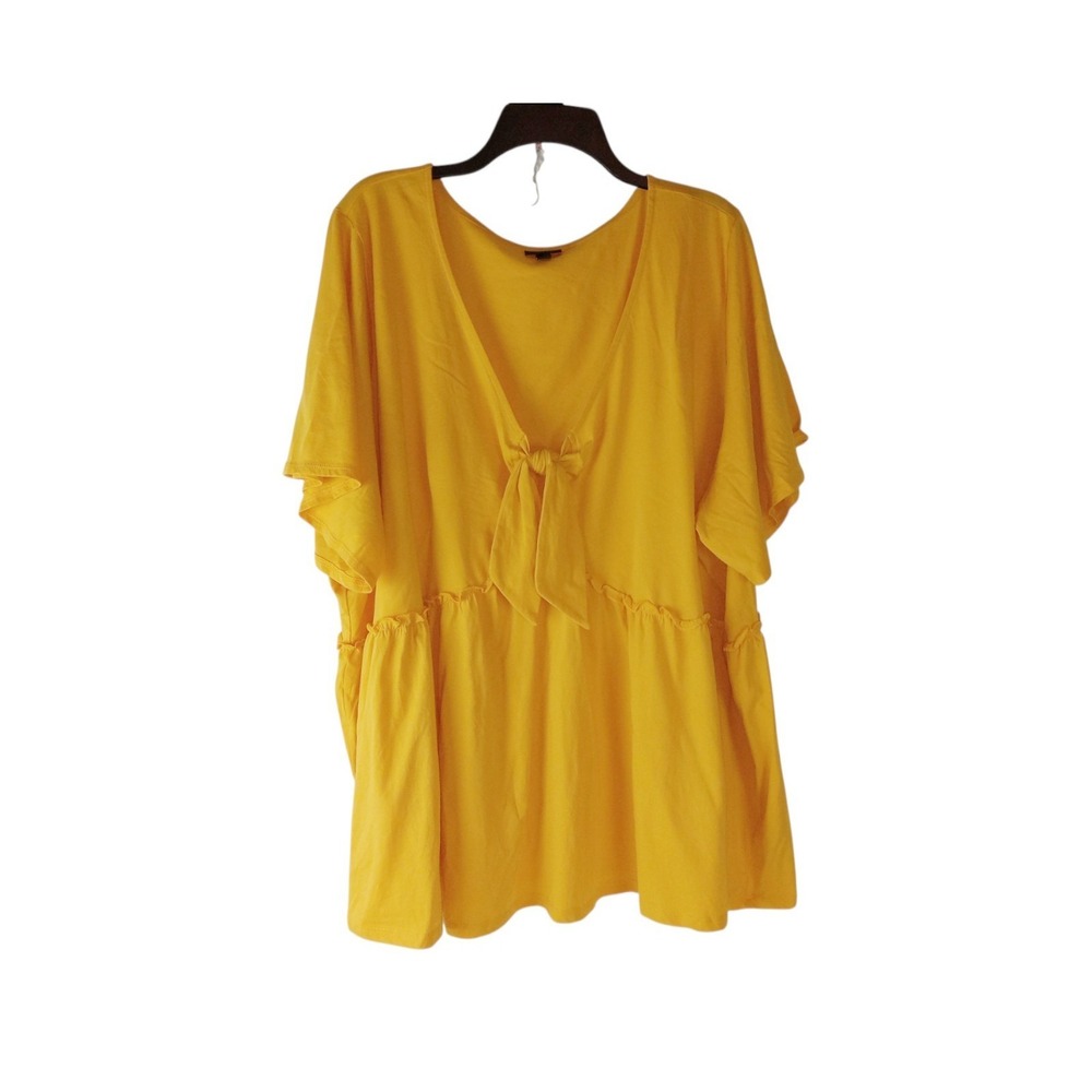 Torrid Women's Size 4 Plus Top V-Neck Knot Detail Short Sleeves Tunic Casual